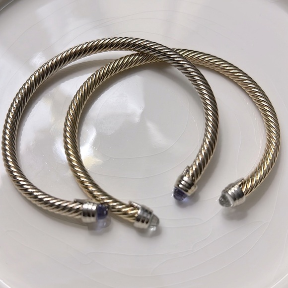 Classic Cable / Cuff / Bracelet / 14k / Gold / Sterling Silver / 2pc - Picture 7 of 11